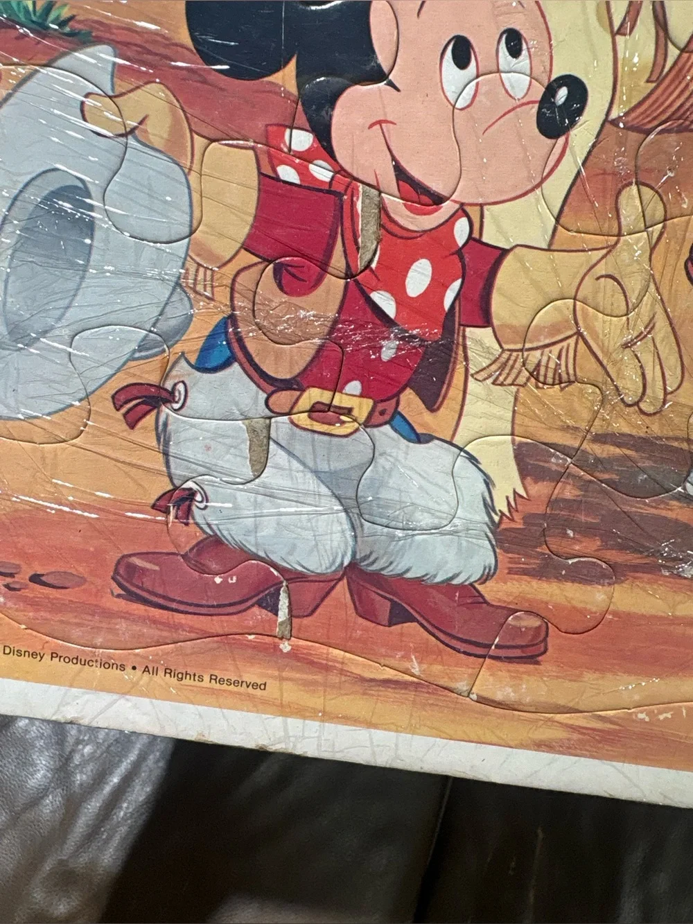 Vintage 1983 Walt Disney Productions Western-themed frame tray puzzle